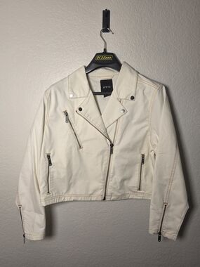 Women's Off-White Moto Linen Jacket
